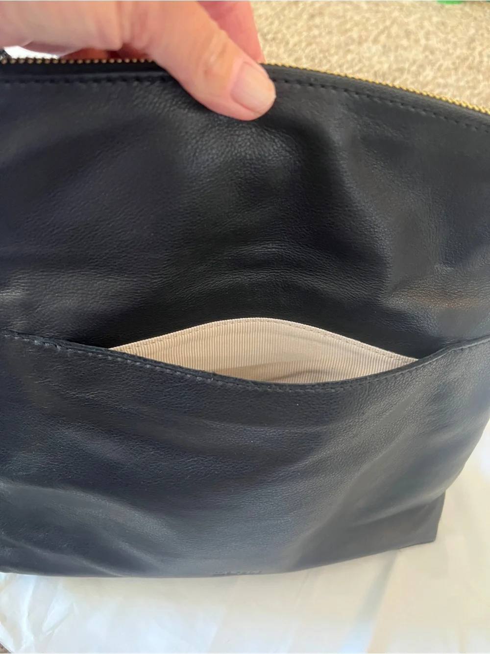 Margot Black Leather Crossbody with Gold Zippers